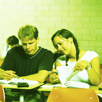 Students studying at desks